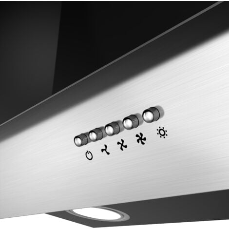 CIARRA Hotte Inclinee 60cm Classe A++ avec 2pcs Filtre Actif 370m3/h 3 Vitesses Recyclage Ou Evacuation 736CBK60 - Noir