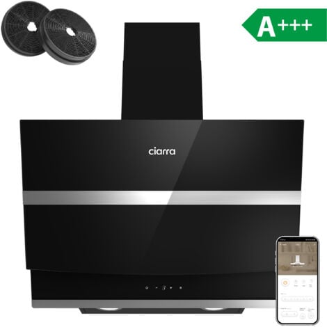 Hotte Aspirante 60cm APP Contrôle 650m3/h Booster A+++ Recyclage Ciarra 736NBK60