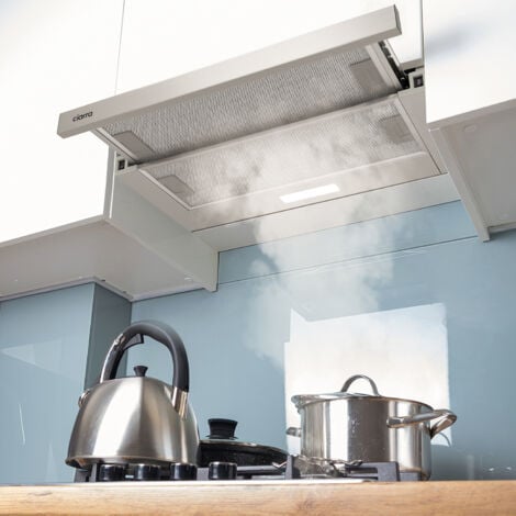 CIARRA Hotte Tiroir 60cm 370 m3/h A++ Téléscopique Recyclage Evacuation Inox CD6906DS