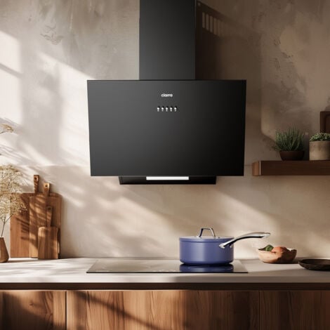 Ciarra Hotte inclinée 60cm classe 650m3h 3 vitesses évacuation ou recyclage noire
