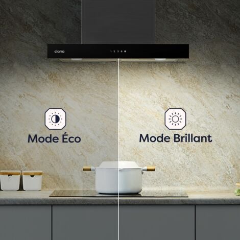Hotte Murale 60cm Tactile Wi-Fi Connecté 650m3/h A+++ Booster 4 Vitesses Inox Ciarra CBCS6102