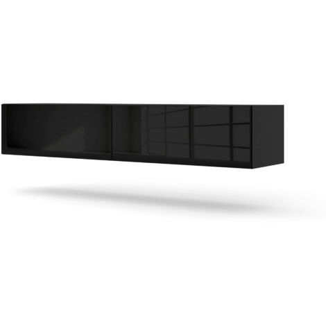 Mueble de TV colgante BINGO 160 cm negro mate / negro brillante (1/5)