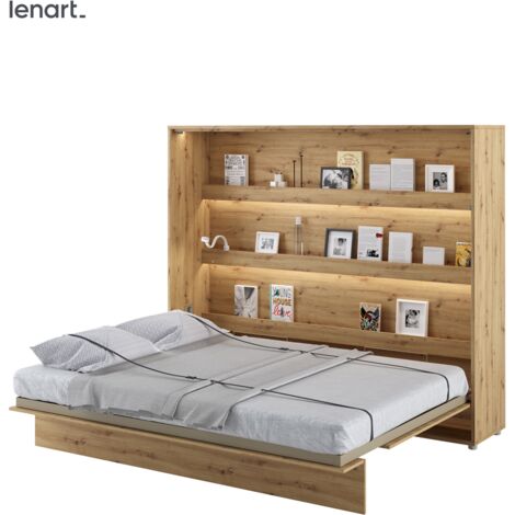 Cama abatible Lenart BED CONCEPT 14 160x200 horizontal roble artesanal