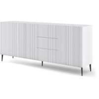 Cómoda RAVENNA B 200 cm 3D3S blanco mate fresado + patas