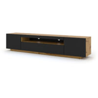 Mueble TV de pared 3 puertas 200 cm Aurus Negro y Madera