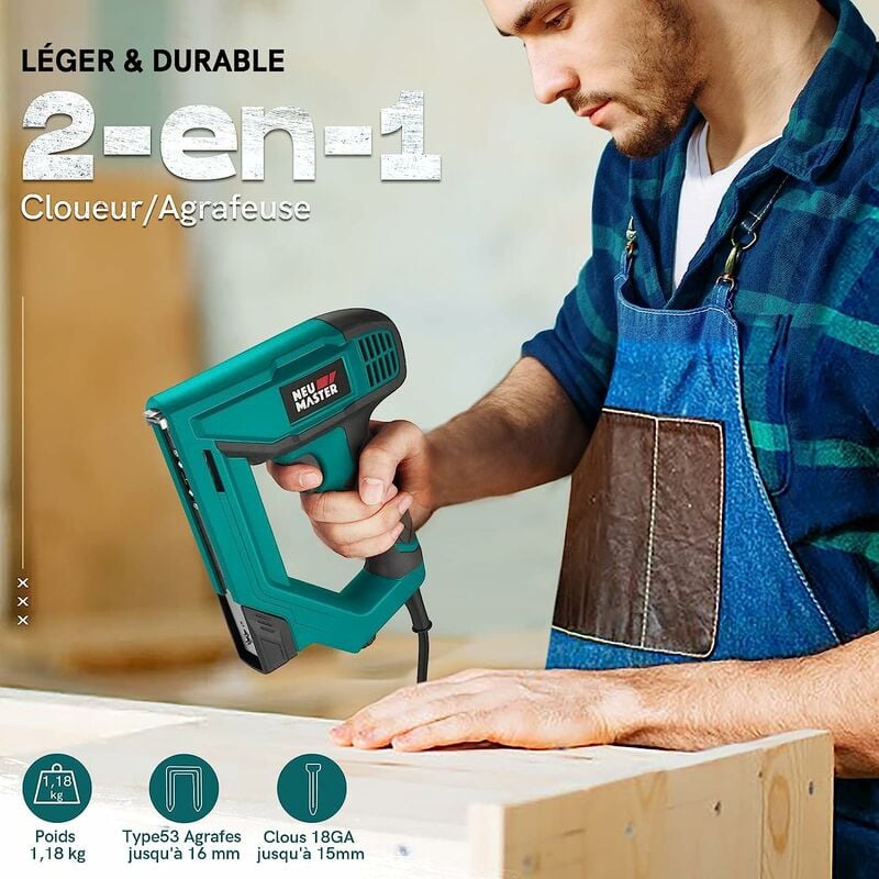 Agrafeuse Cloueuse Multifonction : Agrafeuse Manuelle pour la Décoration,  Bois, Tissu, Bricolage - Inclus : 400 agrafes murales + 400 pour câble +  400 clous - Gris Noir : : Bricolage