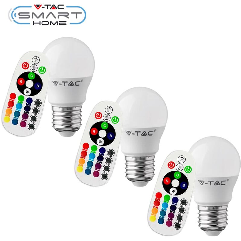 3 E27 RGB+W dimmbare Glühbirne mit Fernbedienung 16 Farben 3.5W Mini Globe  V-
