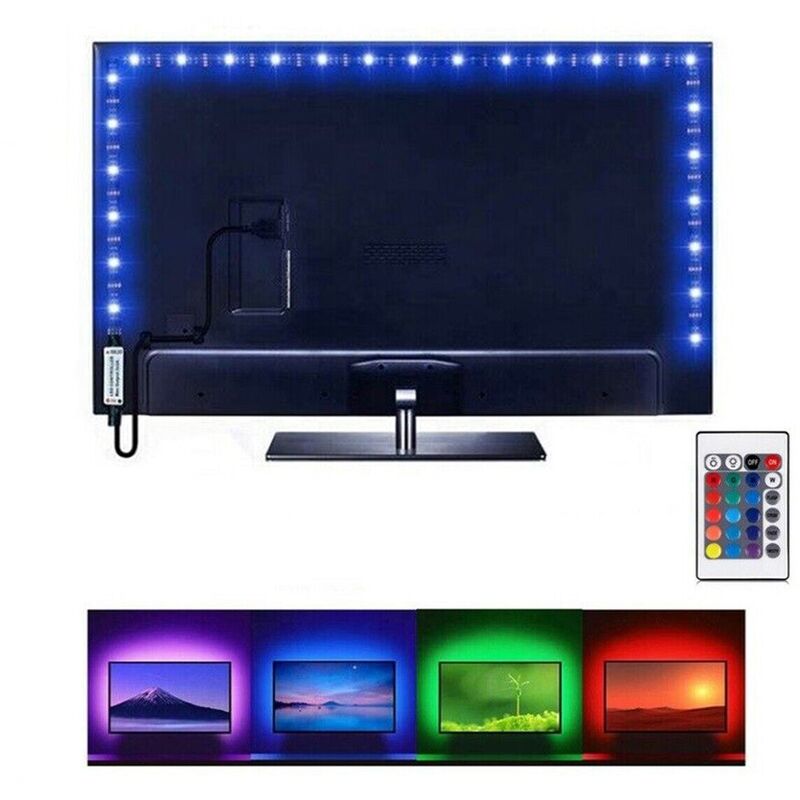KLEBSTOFF LED STREIFEN LICHT RGB HINTERGRUNDBELEUCHTUNG TV USB 2 M FLEXIBEL  TE-B0309