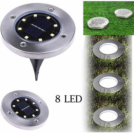 4 SOLAR-AUSSEN-STUFENLAMPE 8 LED PFLOCK BODEN STRAHLER GARTEN