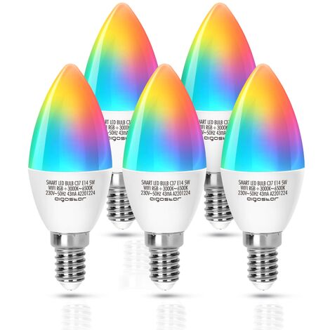 LAMPADINA SMART LED 5W E14 C37 WIFI RGB+CCT 3000K-6500K 350 LUMEN  D37*H107mm COM