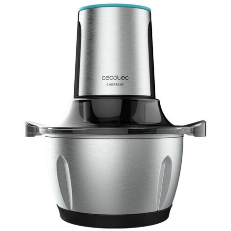 Cecotec ChopBeat 1500 TitanBlack Steel Elektrischer Fleisch- und Gemüseschneider de. 600 W, 4 Klingen de Titanschwarz, Schüssel de Edelstahl de 1,5 L und 2 Geschwindigkeiten