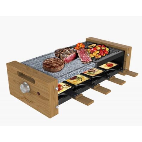Cecotec – Appareil à raclette pour 8 personnes – Gril 1200W avec plaques antiadhésives – Thermostat réglable pour cuisson précise