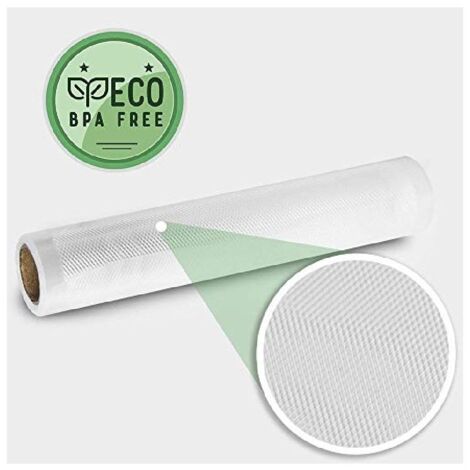 Cecotec Rouleaux Gaufrés Set de 2 Rouleaux Grands 28 x 600 cm. Convient pour la cuisson à basse température, Surface gaufrée, Sans BPA. Des tailles de sacs personnalisées.
