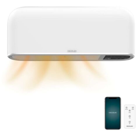 Cecotec – Chauffage céramique mural 2000W – Protection IP22 pour salle de bain – Surface jusqu'à 20 m² – Contrôle Wi-Fi et minuterie programmable