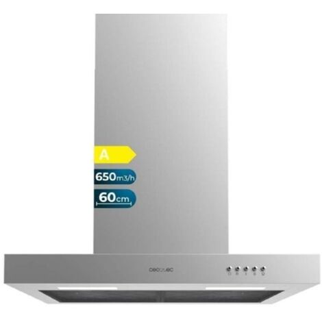 Cecotec Hotte Aspirante 60cm Bolero Flux TM 606500 Inox A. 165W Motor, Decorative with Stainless Steel Finish, 650m3/h Suction