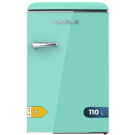 Cecotec – Réfrigérateur compact 110 litres – Design rétro turquoise – 90 cm de hauteur – 60,4 cm de largeur – Niveau sonore 38 dBA – Classe E (1/5)