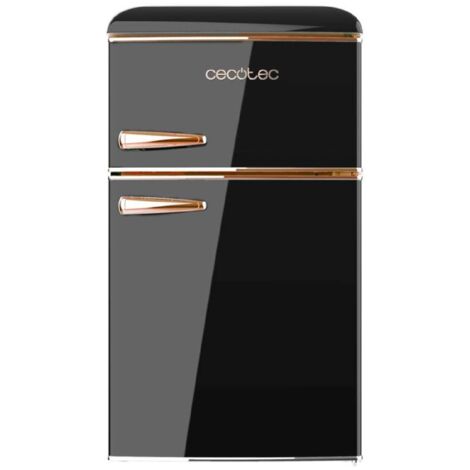 Cecotec – Réfrigérateur rétro 2 portes 86L – Dimensions 48,7 x 59,2 x 89,3 cm – Classe énergétique E – Éclairage LED – Clayettes en verre