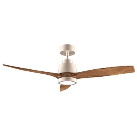 Ventilateur De Plafond Kisa Avec Lumière - Laiton Et Pales Blanc/érable 105 Cm - Pepeo