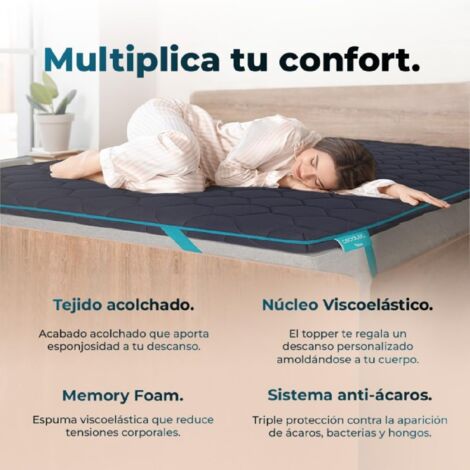 Matelas En Mousse Viscoélastique - 5 Cm De Mousse - 9 Zones De Confort Hauteur 25 Cm 140x200 Cm