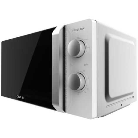 Cecotec Micro-ondes Inverseur - 19L - Proclean 2010 Inverseur Blanc. 700W, 5 niveaux de de puissance, faible consommation d'énergie, plateau tournant de 245mm, minuterie 30mins, 8 modes et signal sono