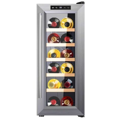 Cecotec – Cave à vin 12 bouteilles – Refroidissement thermoélectrique silencieux 35 dB – Température réglable 8-18 ºC – Éclairage LED intérieur