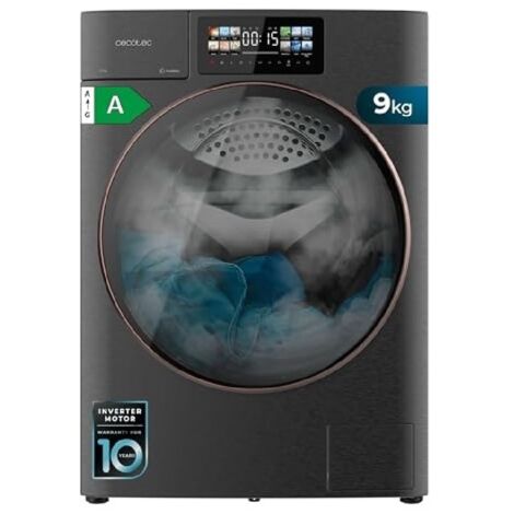 Autodose de chargement frontal en acier de 9 kg de capacité, 1400 rpm et classe a, avec core matrix écran 9,2" et core body design, 13 programmes, motor inverter plus, steammax, sanitize, onsmart.
