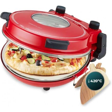Cecotec – Four à pizza électrique 1200 W – Minuterie 15 min – Température max 420ºC en 3 min – Plaque en pierre céramique – Fenêtre de visualisation - 15min
