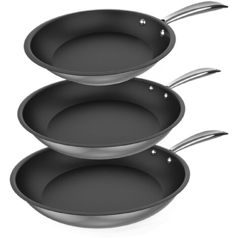 Cecotec Set de Polka Pans Classy 20-24-28 Bucket Set Steel Diameter 20-24-28 cm, Stainless Steel 18/10, Non-Stick Coating, Riveted Handle, Suitable for all types de Cookers (1/4)