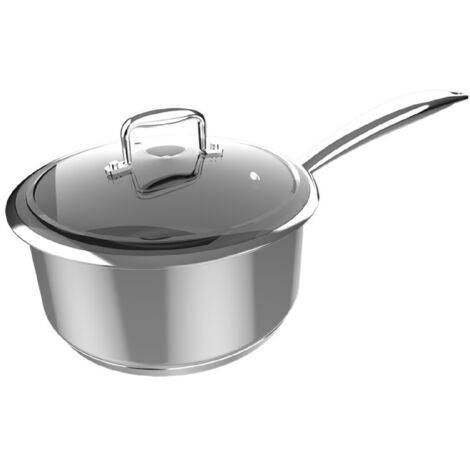 Cecotec Polka Saucepan Classy 16 Pot Steel. Diamètre 16 cm, Capacité 1,3 L, Acier inoxydable 18/10, Revêtement antiadhésif, Poignée rivetée, Couvercle de Verre, Convient à tous les types of Cuisinière (1/4)