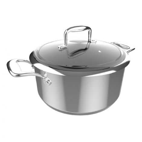 Cecotec Polka Pot Classy 24 Pot Acier. Diamètre 24 cm, Capacité 4 L, Acier inoxydable 18/10, revêtement antiadhésif, poignées rivetées, Couvercle de Verre, Convient à tous les types de Cuisinières. (1/4)