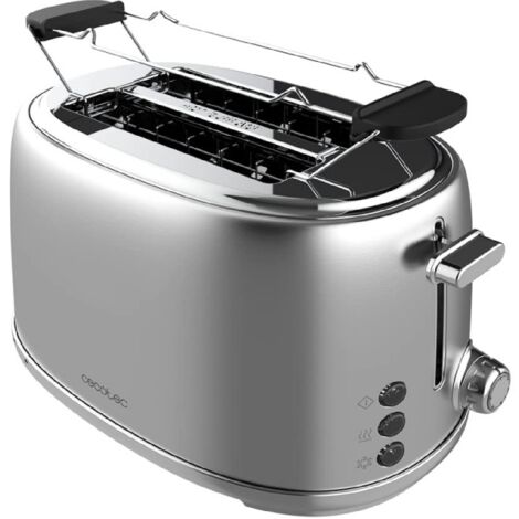 Cecotec Grille-pain 2 Tranches Toast&Taste 1000 Retro Double Inox: 980 W 2 Fentes Larges de 38 cm et Courtes Acier (1/5)