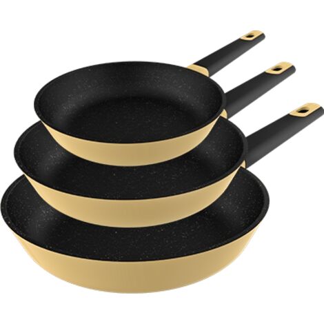 Cecotec Set de Polka Experience 20-24-28 Godet Pans Set Vulcano. Diamètre 20-24-28, Fonte d'aluminium, Revêtement antiadhésif, Convient à tous les types de de cuisinières et de lave-vaisselle, Jaune.