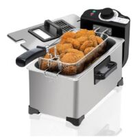Cecotec – Friteuse électrique CleanFry 3 L – 2000 W – Température jusqu’à 190 ºC – Cuve inox avec filtre OilCleaner – Panier avec poignée froide