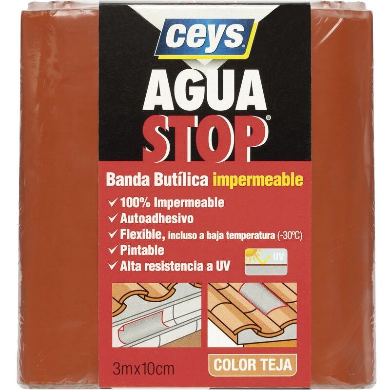 CEYS AGUA STOP Nastro Butilico Impermeabile Per Tetti - 30 Cm X 10 M - Banda Sigillante Per Riparazioni E Manutenzione