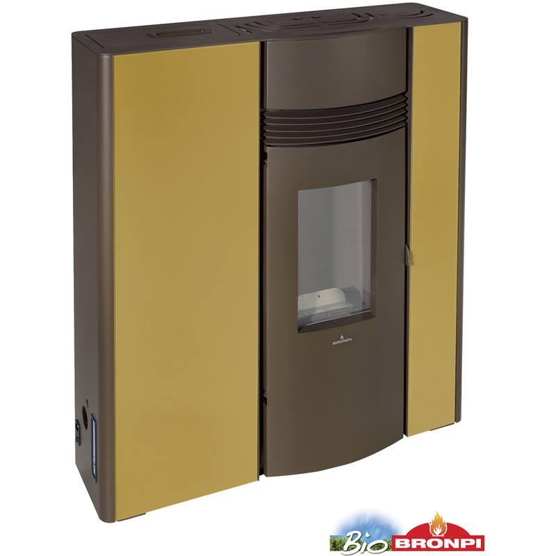 ESTUFA DE PELLET BRONPI MODELO OLIVIA EXTRA CANALIZABLE 12 KW COLOR OCRE