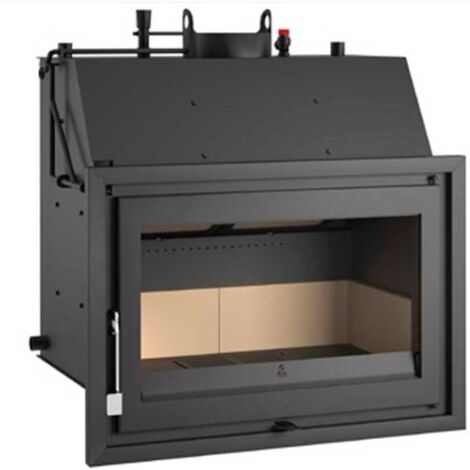 Fm Biomasa – Insertable hogar 80 cm – Puerta de fundición – Doble combustión – Cristal vitrocerámico 750ºC – Capacidad 65L – Potencia 19kW (1/2)