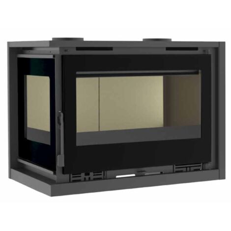 Insertable de Leña 80 cm a 2 Caras Rincón Izquierda con Turbinas FM Modelo IT-182 IK Cristal Serigrafiado (1/4)
