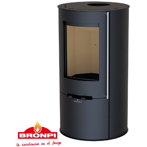 -CAHERSA- Estufa de leña BRONPI DOVER-NE REDONDA COLOR NEGRO BRONPI