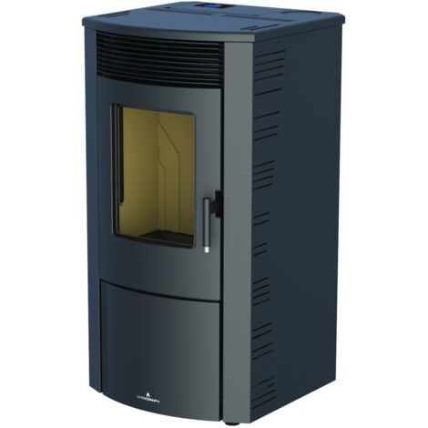 BRONPI - Estufa de Pellet Canalizable con Limpieza Automática Negro Modelo ABRIL-EX-NE de 11 kW