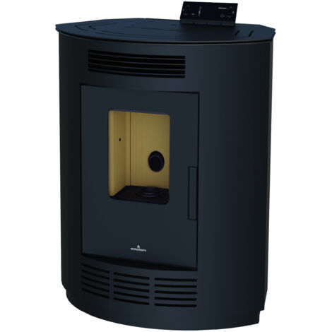 BRONPI - Estufa de Pellet de Rincón Color Negro Modelo NINA-NE de 9 kW