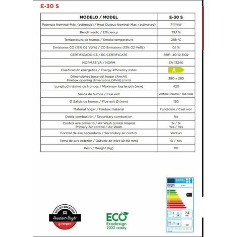 BRICOSOL ESTUFA DE LEÑA HERGOM MODELO E-30 S