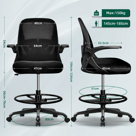 Chaise de bureau assise haute réglable 103-123H cm pivotant 360