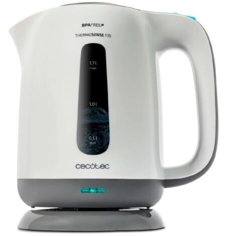 Cecotec ThermoSense 120 - Bollitore elettrico in plastica senza BPA, base 360°, filtro anticalcare, doppio sistema di sicurezza, 1 Litro (1,7 L) (1/5)