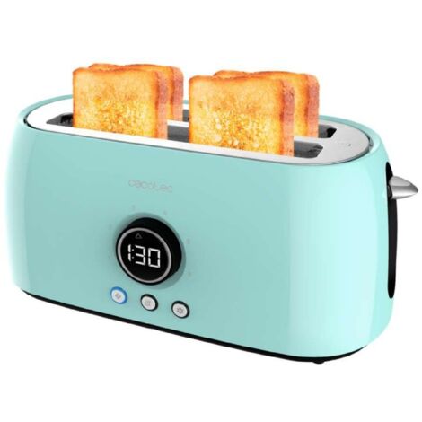 Cecotec ClassicToast 15000 Blue ExtraDouble – Tostapane Digitale Con 2 Fessure Per 4 Fette, 1500W E 6 Livelli Di Tostatura