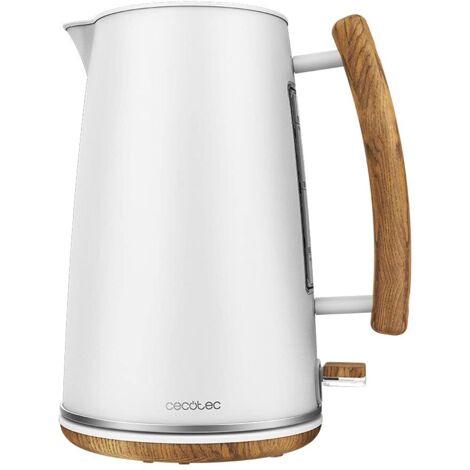 Cecotec Bollitore elettrico Thermosense 400 White Woody, 1,7 L. 3000 W, acciaio inossidabile, BPA libero, base di svolta a 360º, filtro antico rimovibile, sistema di sicurezza (1/5)