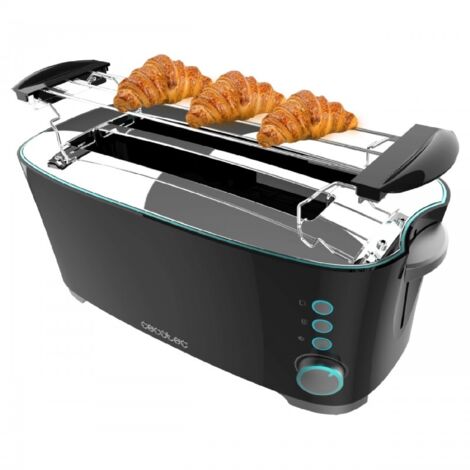 Cecotec Tostapane in acciaio con 2 fessura larghe lunghe e capacità da 2 toast.