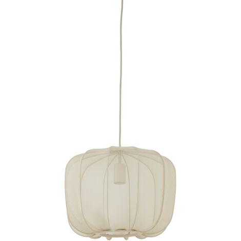 Suspension Plumeria 40 cm – Hauteur 30 cm – Textile beige blanc – Culot E27 – Pour éclairage intérieur moderne – Light & Living