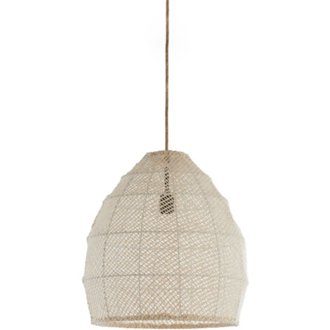 Suspension Makassar en textile beige – Hauteur 42 cm – Culot E27 – Dimmable avec variateur – Pour intérieur IP20 – Light & Living (1/5)