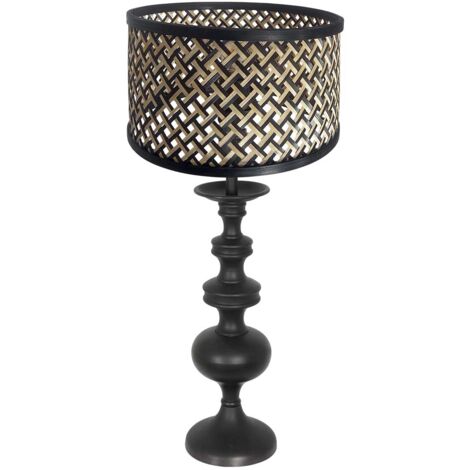 Anne Lighting - lampe de table - Lyons - noir - bambou bois - Ø (1/5)