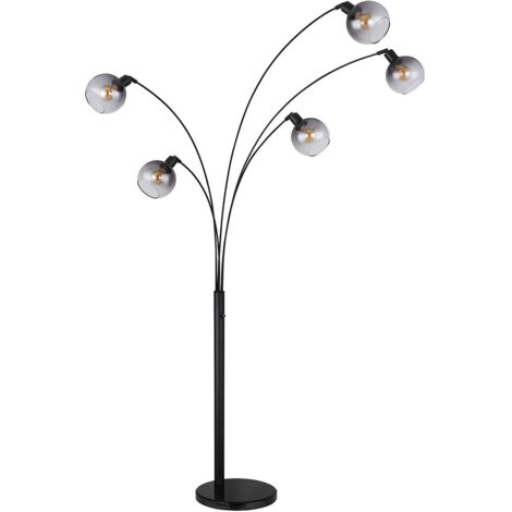 Globo - lampadaire - Seymour - noir - métal - lampe arquée - E27